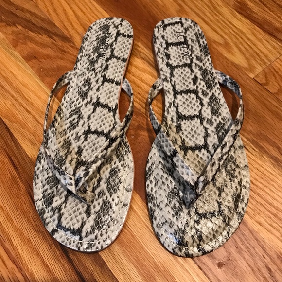 ▪️J CREW Snakeskin Flip Flops
